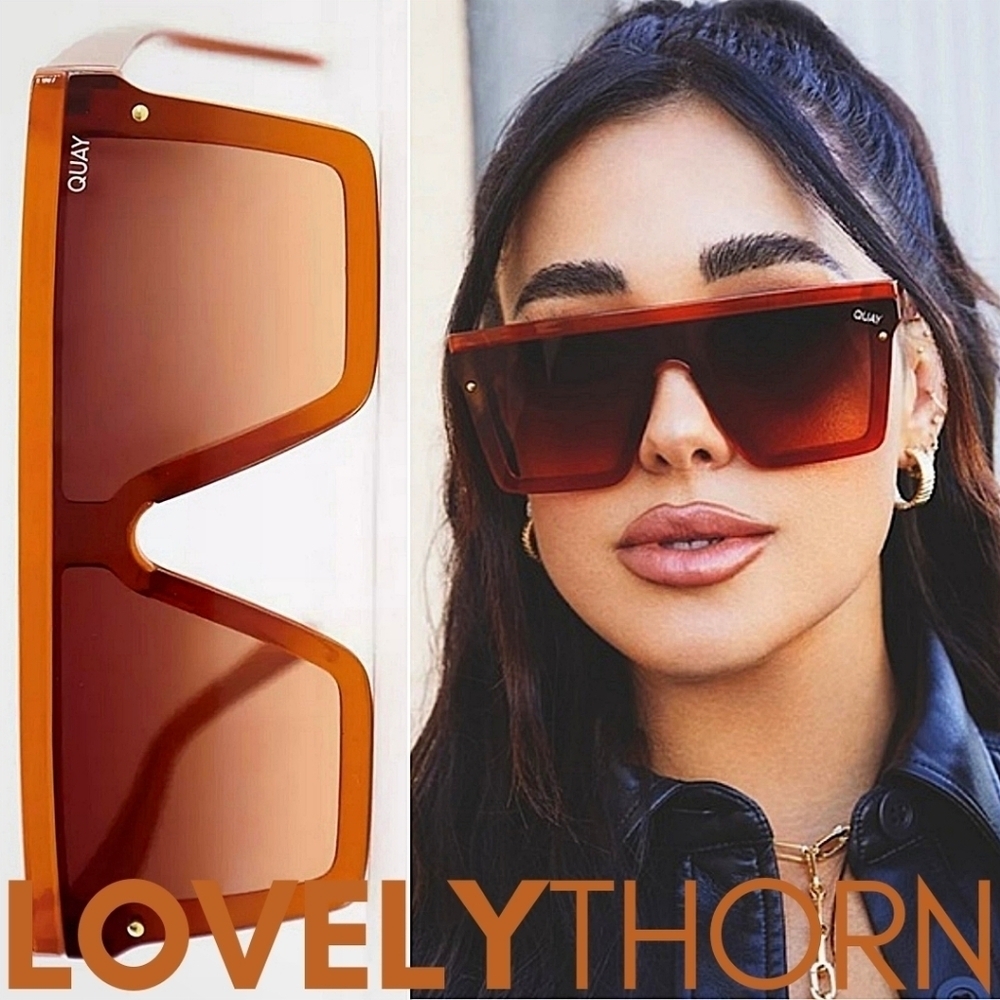 QUAY // ltd ed desert sun caramel frames brown gradient lens shield sunglasses